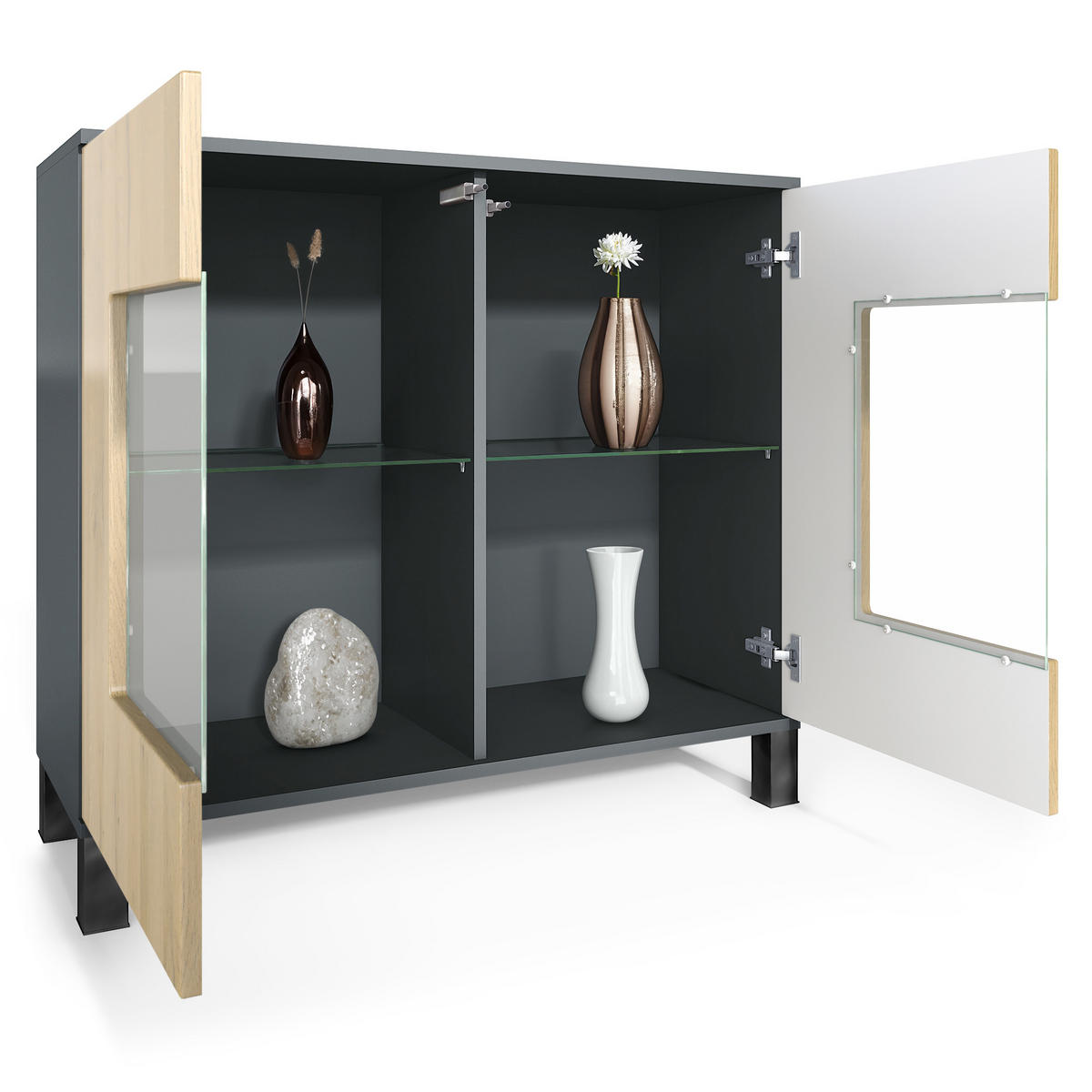 KOMMODE Grömitz Eiche sägerau - Eiche San Remo, Holzwerkstoff (92.5/84.5/35cm) - Vladon