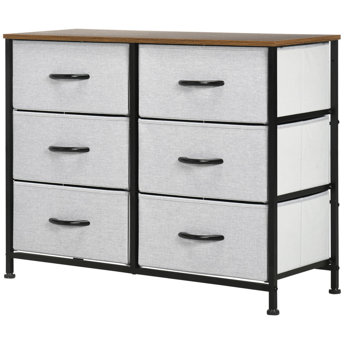 KOMMODE Braun Schwarz Grau 80/30/62,5 cm mit 6 Schubladen - Grau, Holzwerkstoff (80/62.5/30cm) - PANGIVO