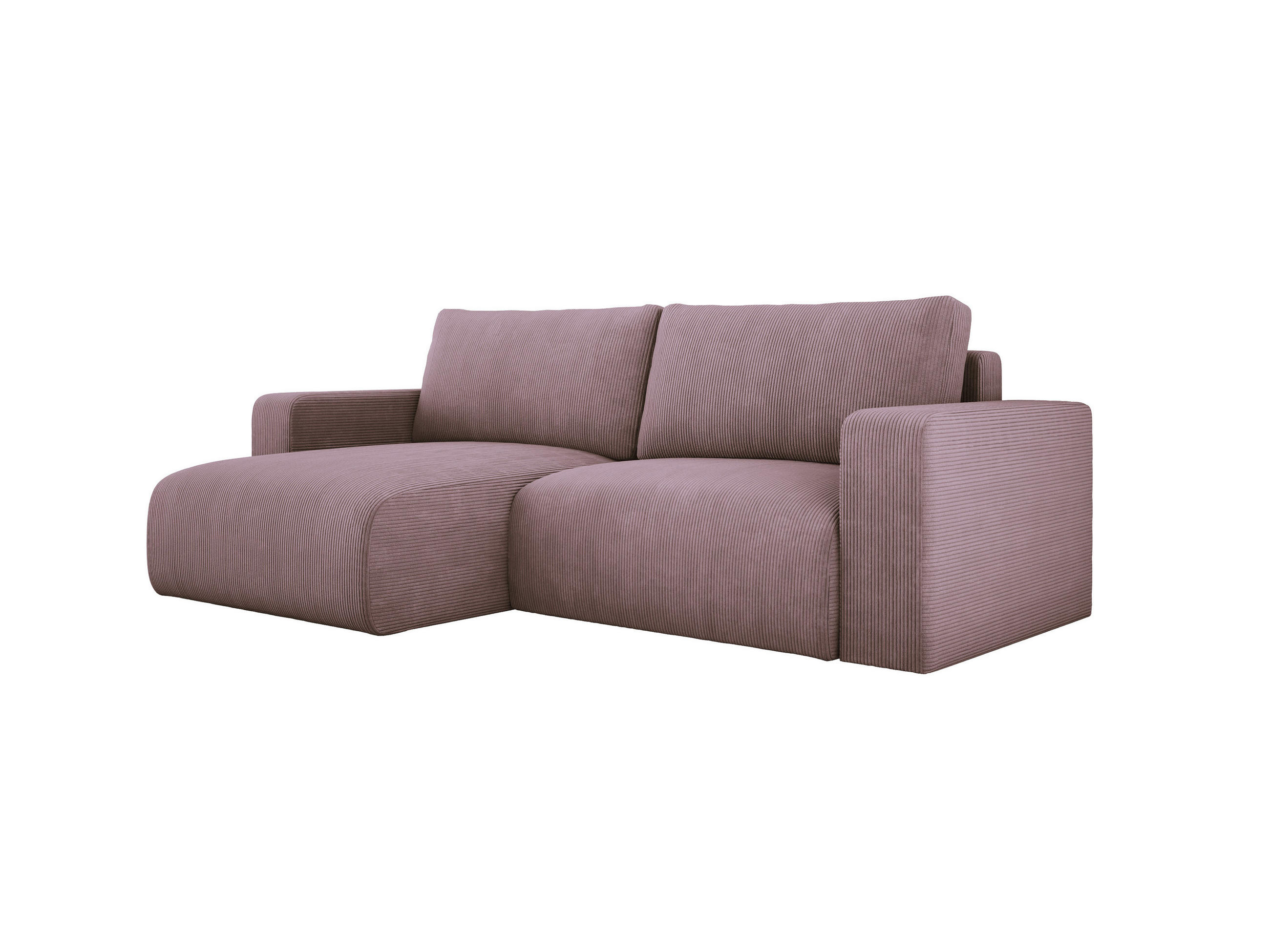 ECKSOFA Carl L-förmig Schlaffunktion und Bettkasten weicher Cordstoff flexibel stellbar lose Rückenkissen freistehend LINKS 143x247x83cm Light rose - Hellrosa, Holz/Textil (143/247cm) - DomoHome