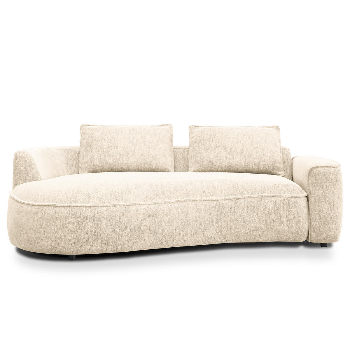 2,5-SITZER SOFA - Champagner/Schwarz, Kunststoff/Textil (217/82/146cm) - home24