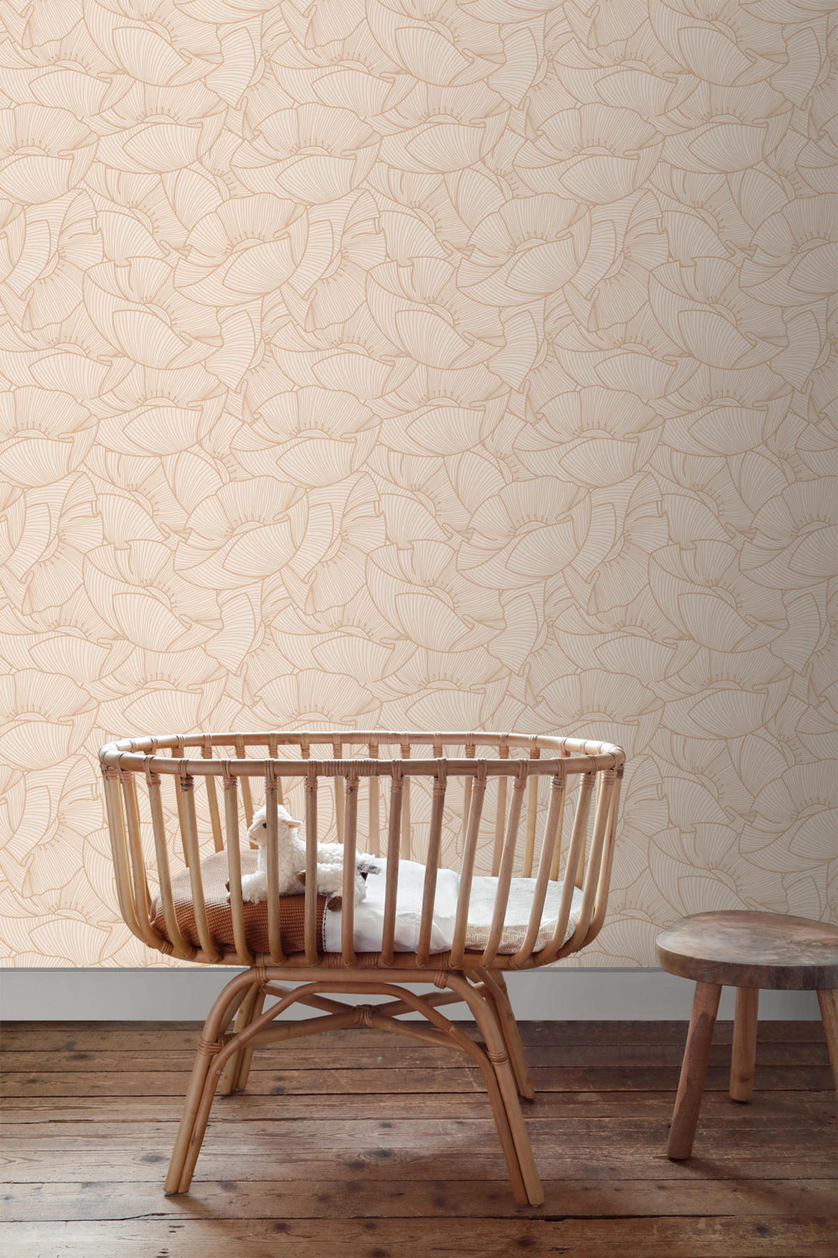 TAPETE Mohnblumen 53 cm x 10.05 m - Beige, Papier (53/1000cm) - ESTAhome