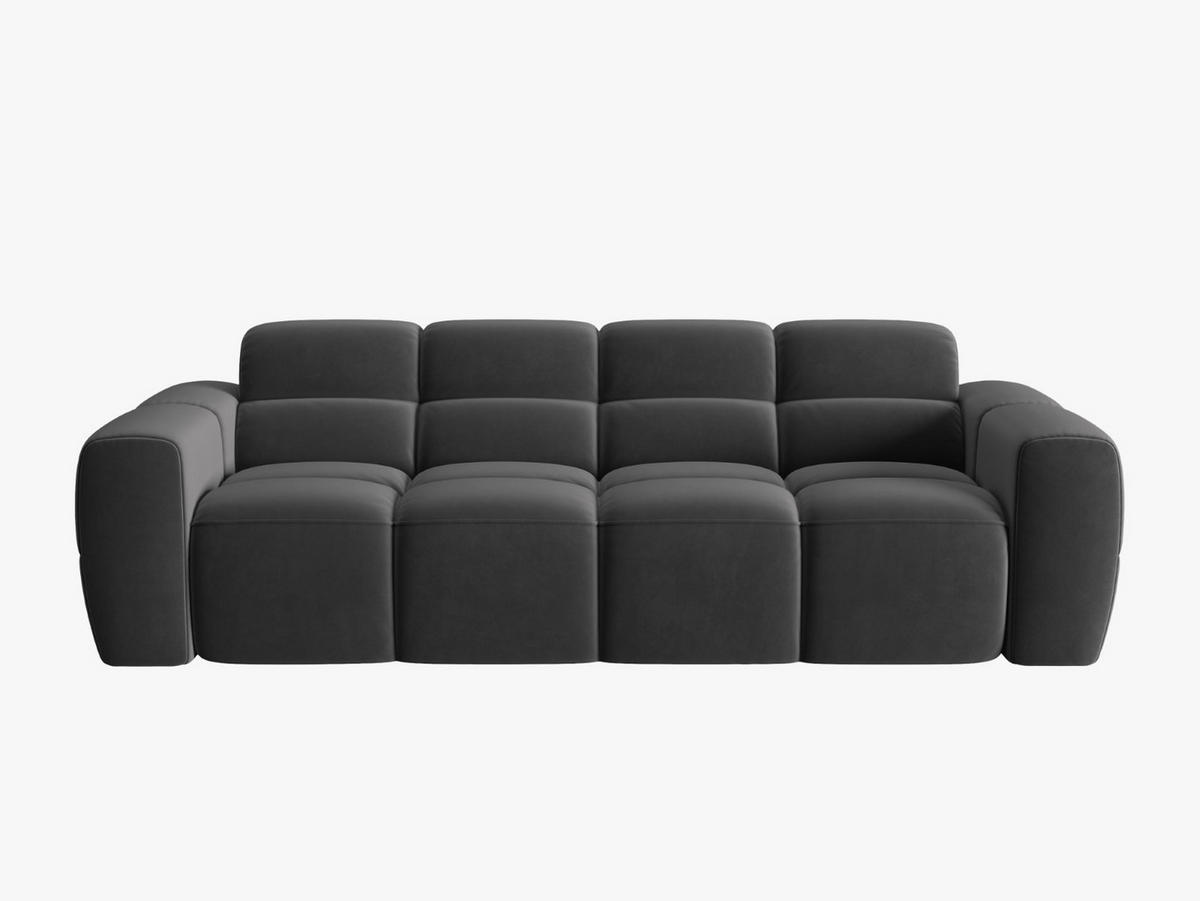 SOFA Lisa aus Samt dunkelgrau 4 Sitzplätze - Dunkelgrau, Textil (256/77/101cm) - Micadoni