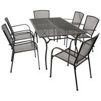 SITZGRUPPE Glasgow - Garten-GARTEN-GARNITUR 7-teilig Classic, Gartenessgruppe aus Streckmetall anthrazit - Grau, Metall - TPFGarden