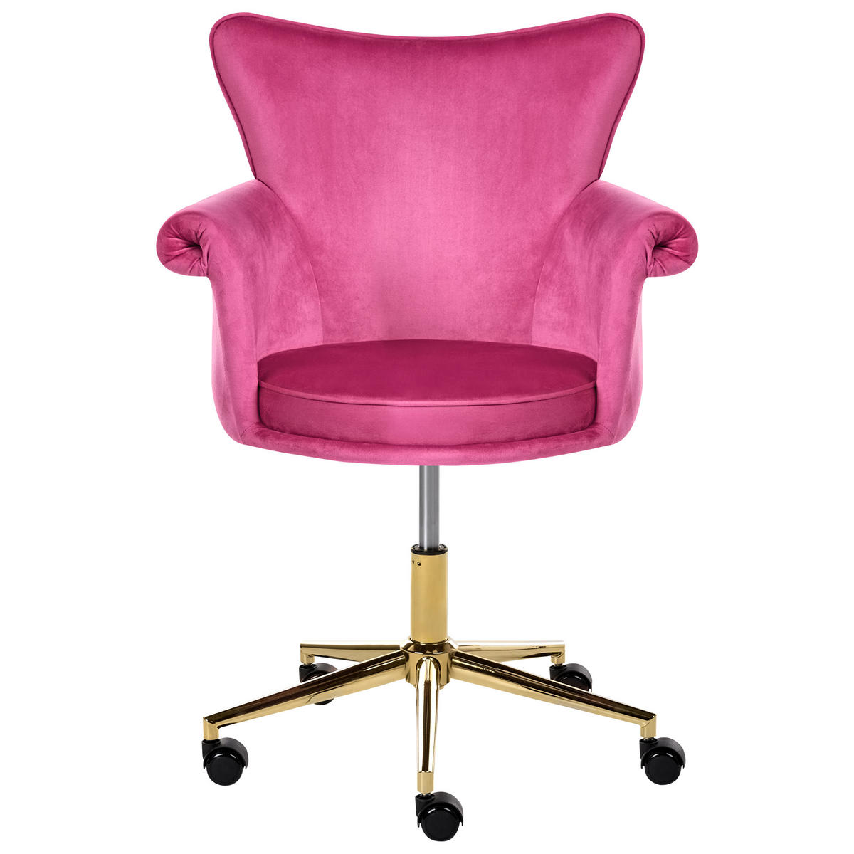 SCHREIBTISCHSTUHL Samtstoff Fuchsia Velencia - Pink, Textil (64/85/60cm) - Beliani