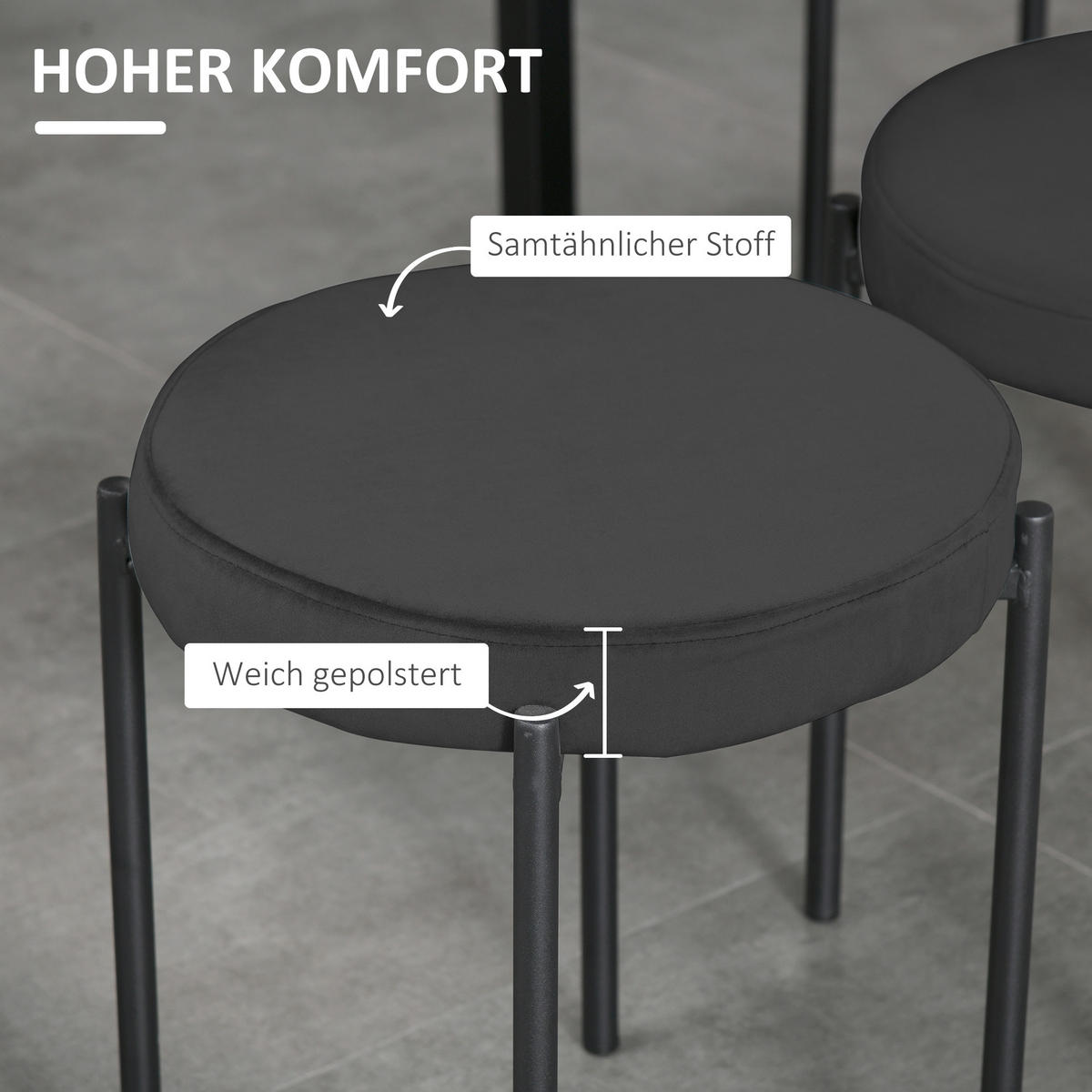 ESSZIMMERSTÜHLE 4er-Set Schwarz 41.5/41.5/46.0 cm - Schwarz, Textil (41.5/46/41.5cm)