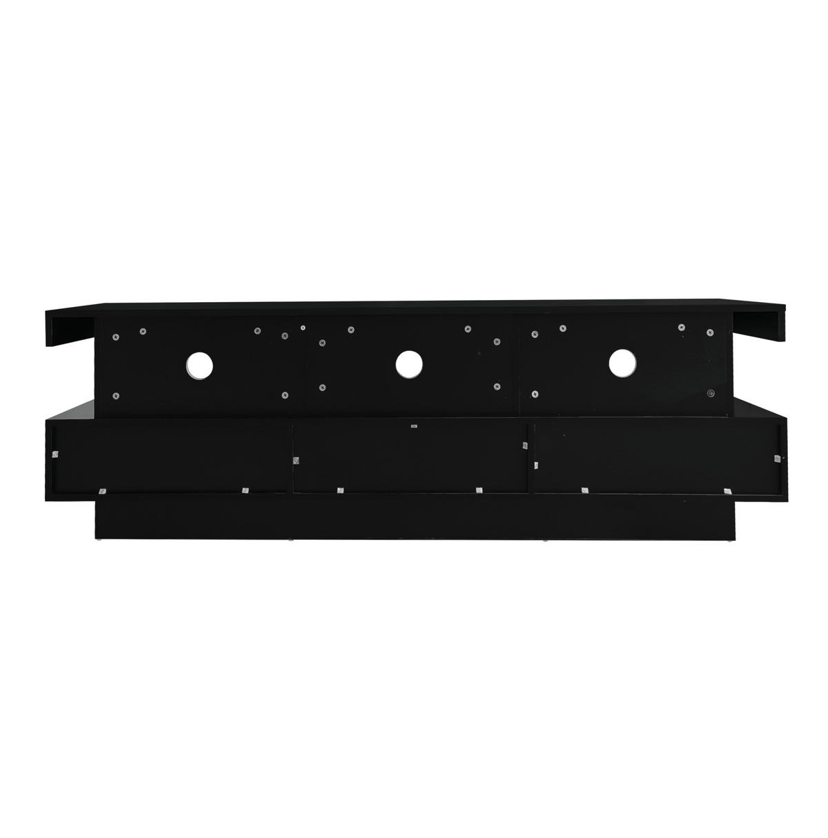LOWBOARD 160/38/50,5 cm aus Spanplatte mit LED-Beleuchtung und 3 Glasablagen Schwarz - Schwarz, Holzwerkstoff (160/50.5/38cm) - Modenvie
