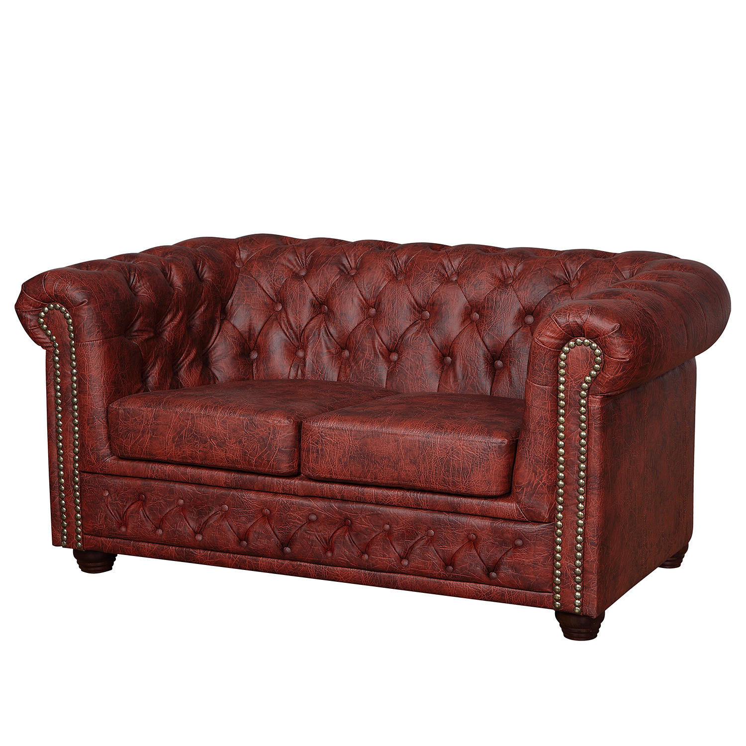 2-SITZER SOFA - Bordeaux/Dunkelbraun, Kunststoff (148/72/86cm) - home24