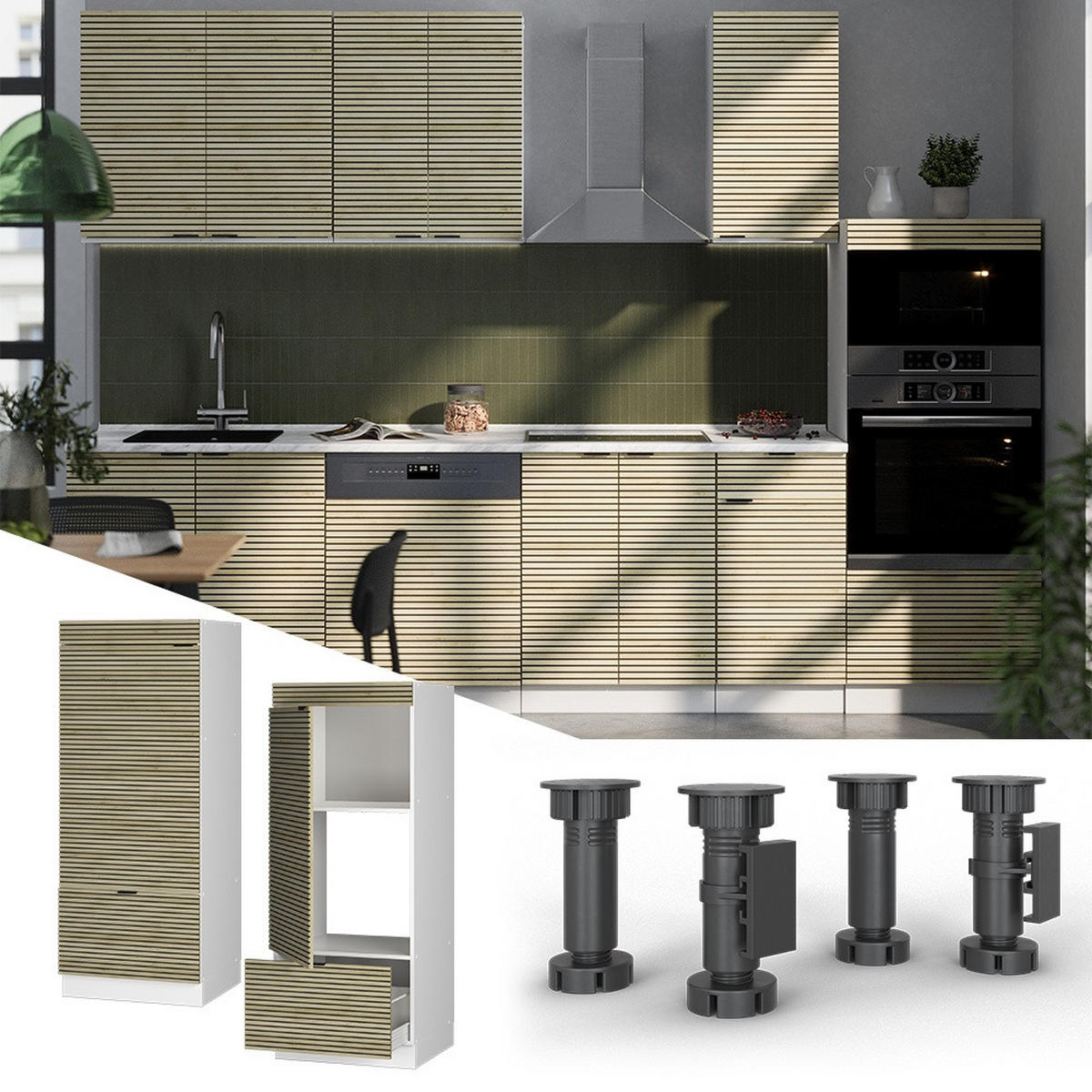 MIKROWELLENSCHRANK Fame-Line Eiche Paneel 60 cm - Eichefarben/Weiß, Holzwerkstoff (60/153.6/58.1cm) - Vicco