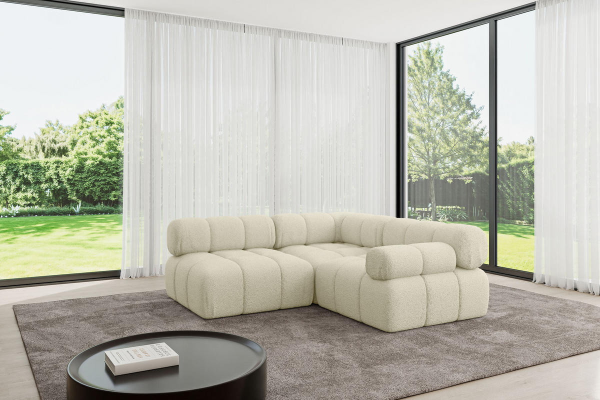 ECKSOFA modulares Sofa Mende-L1 - 190x190x70 cm Beige Bouclé - Beige, Holzwerkstoff/Textil (190/190cm) - ALTDECOR