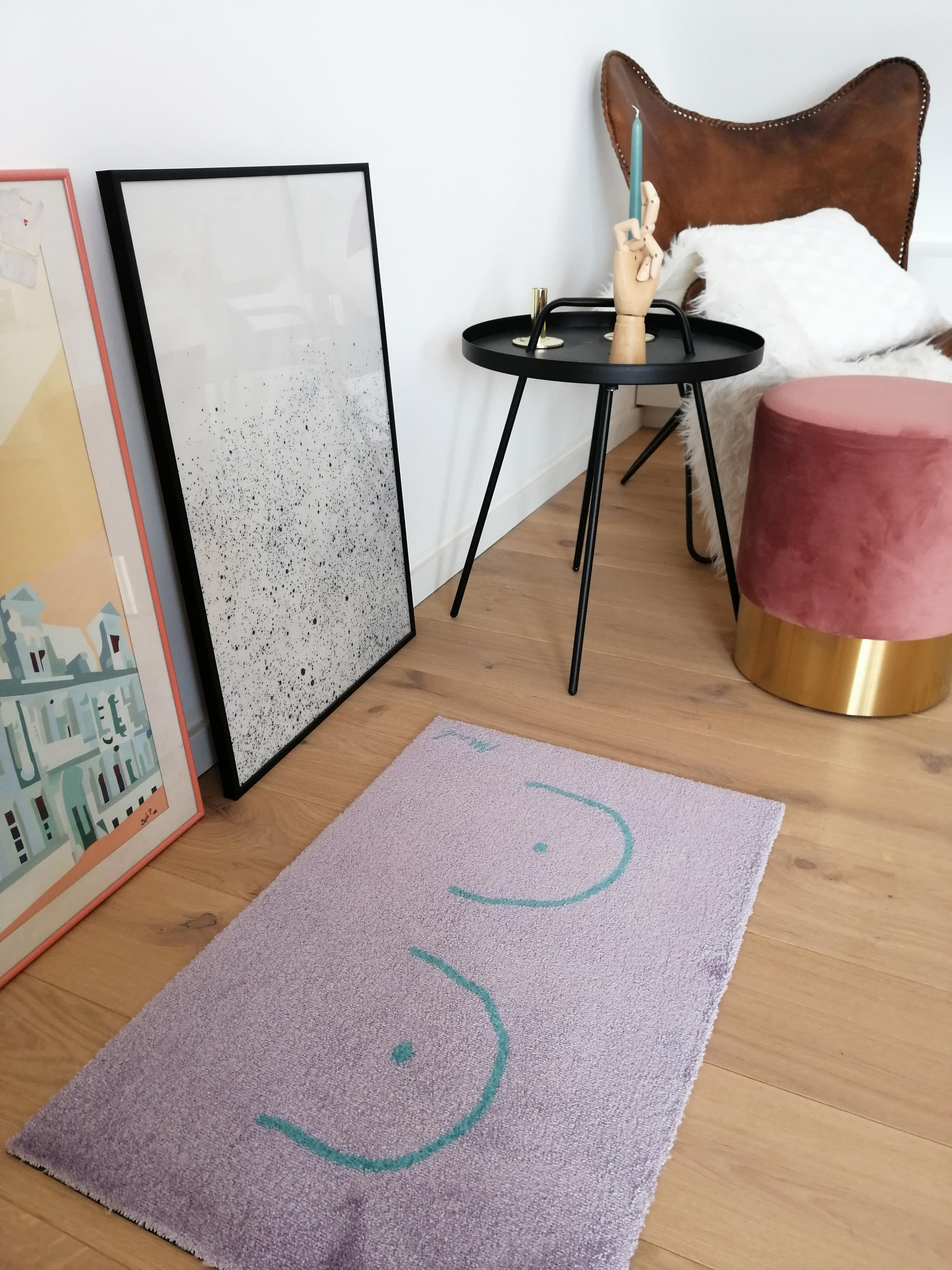 INDOOR FUßMATTE "Pola" mit Motiv "Brüste" Flieder 50 x 75 cm - Lila/Flieder, Kunststoff/Textil (50/75cm) - MAD ABOUT MATS