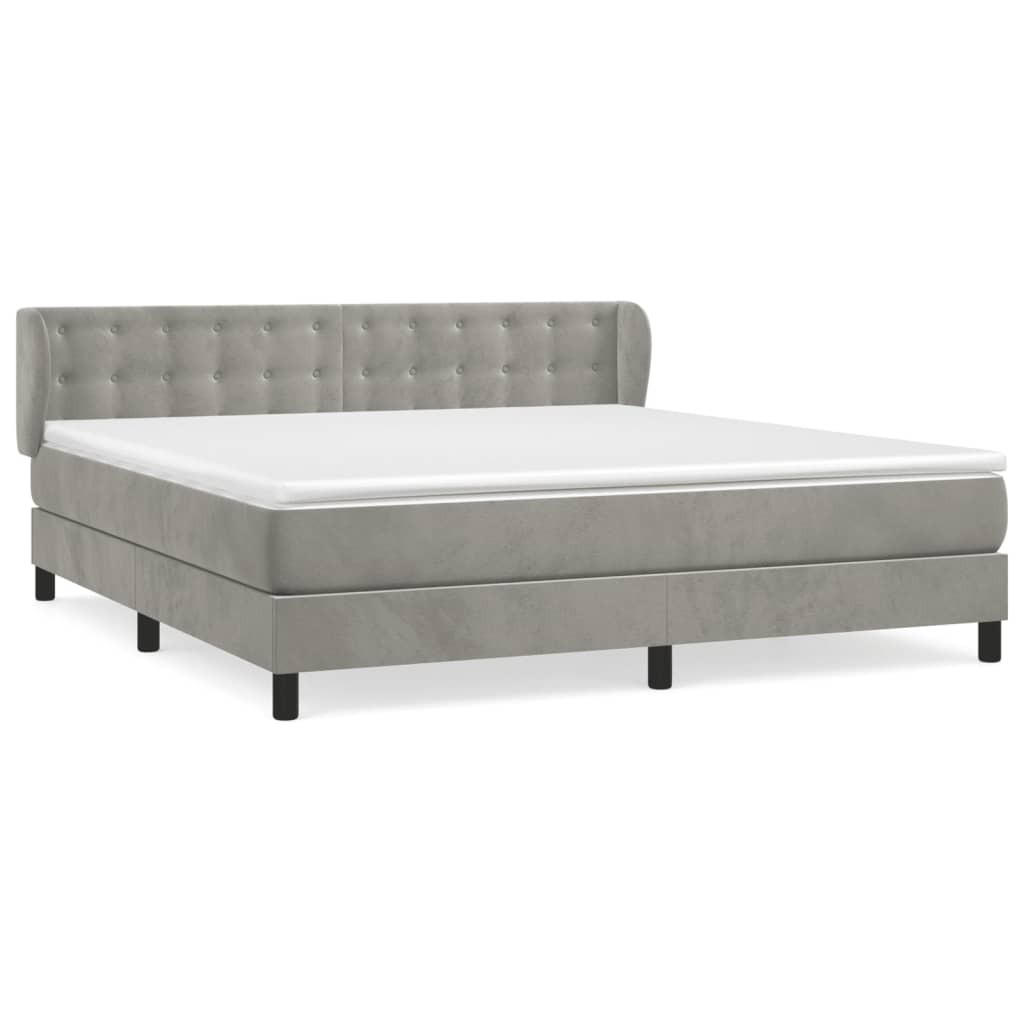 BOXSPRINGBETT Mit Matratze Hellgrau 180/200 Cm Samt - Weiß, Textil (180/200cm) - vidaXL