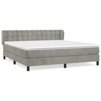 BOXSPRINGBETT Mit Matratze Hellgrau 180/200 Cm Samt - Weiß, Textil (180/200cm) - vidaXL