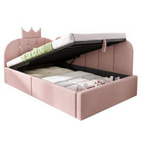 POLSTERBETT 90/190 cm aus Samt mit hydraulischem Stauraum und Kronen-Gitter-Design, Rosa - Rosa, Textil (90/190cm) - Redom