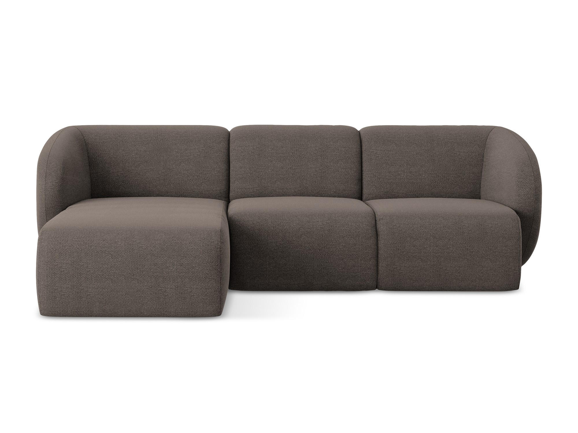 ECKSOFA Links Bouclé Stoff Braun - Schwarz/Mokka, Holzwerkstoff/Kunststoff (248/166cm) - Makamii