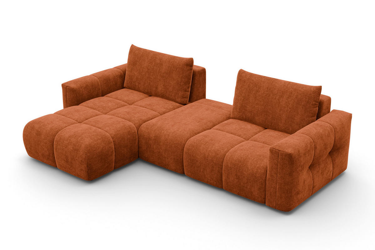 ECKSOFA VERONA 4-Sitzer LINKS, Orange - Schwarz/Orange, Holz/Textil (282/173cm) - Courtois Laville