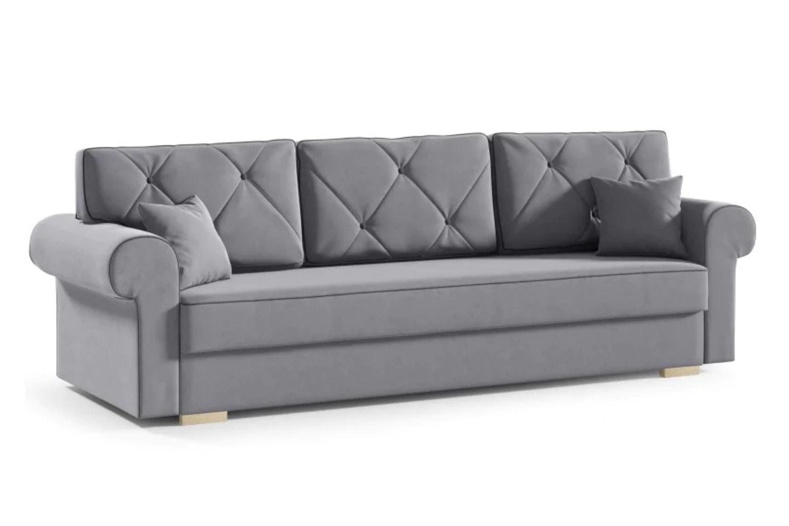 SCHLAFSOFA STAR, Sofa mit Schlaffunktion und Bettkasten, Farbe: Grau, Veloursstoff - Grau, Textil (237/90/85cm) - Sepro Meble