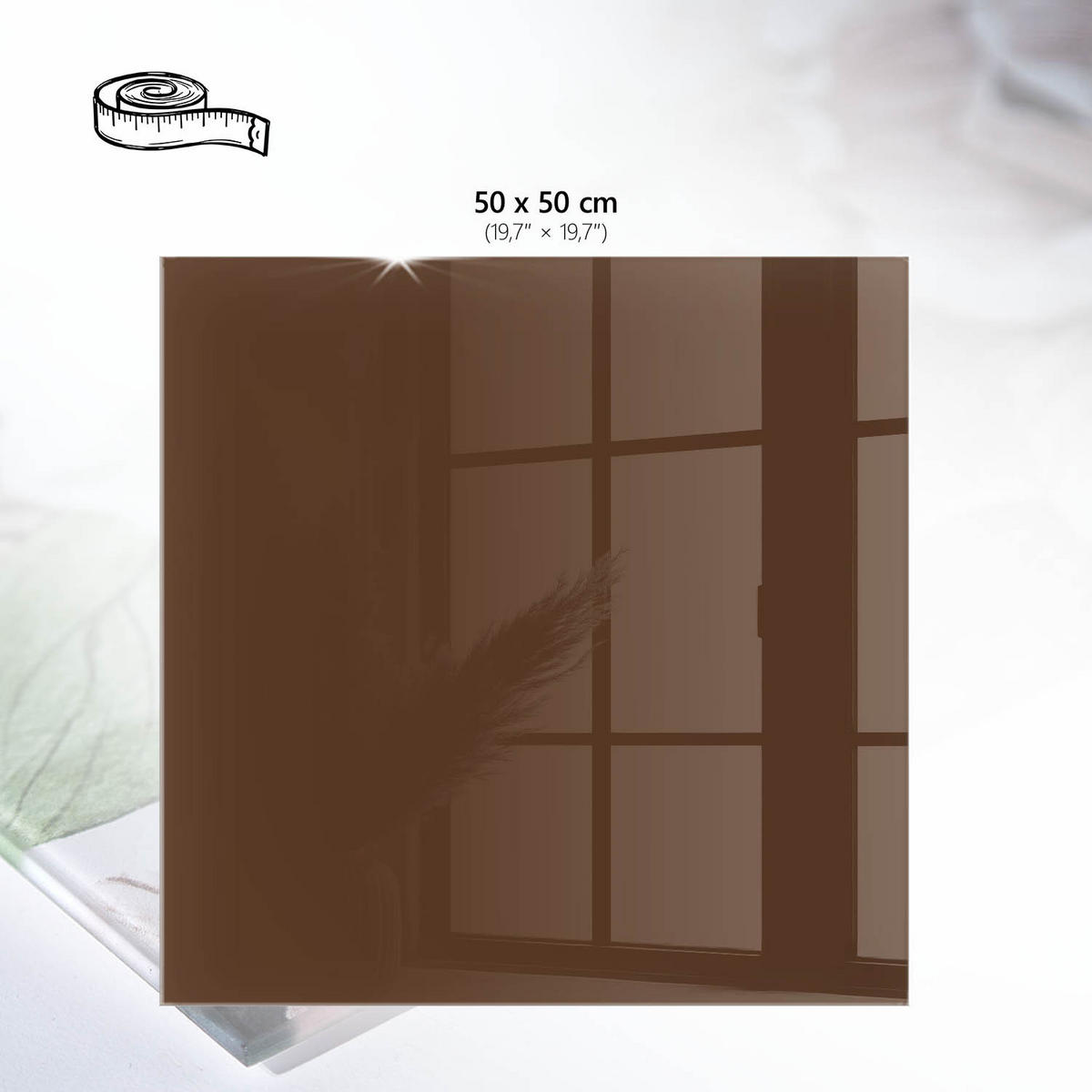 TISCHPLATTE 50x50 cm – Kastanienbraun - Grau, Glas (50/50/0.4cm) - Wallfluent