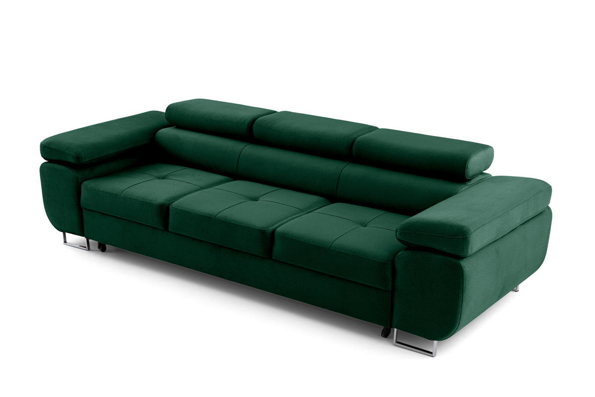 3-SITZER-SOFA WILD Dunkelgrün - Chromfarben/Dunkelgrün, Holz/Textil (262/90/102cm) - Muffo