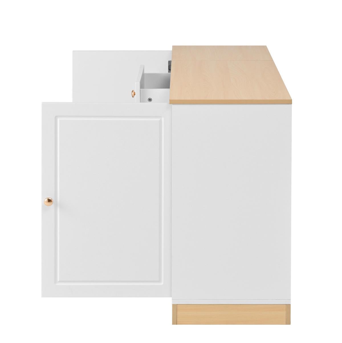 KOMMODE aus Spanplatte 135,5x39x76cm in Weiß mit Schubladen und Doppeltüren - Weiß, Holzwerkstoff (135.5/76/39cm) - Modfu