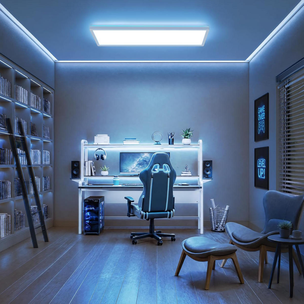 LED stropní světelný panel bílý 20/58/3cm - bílá, plast (58/20/3cm) - Nettlife