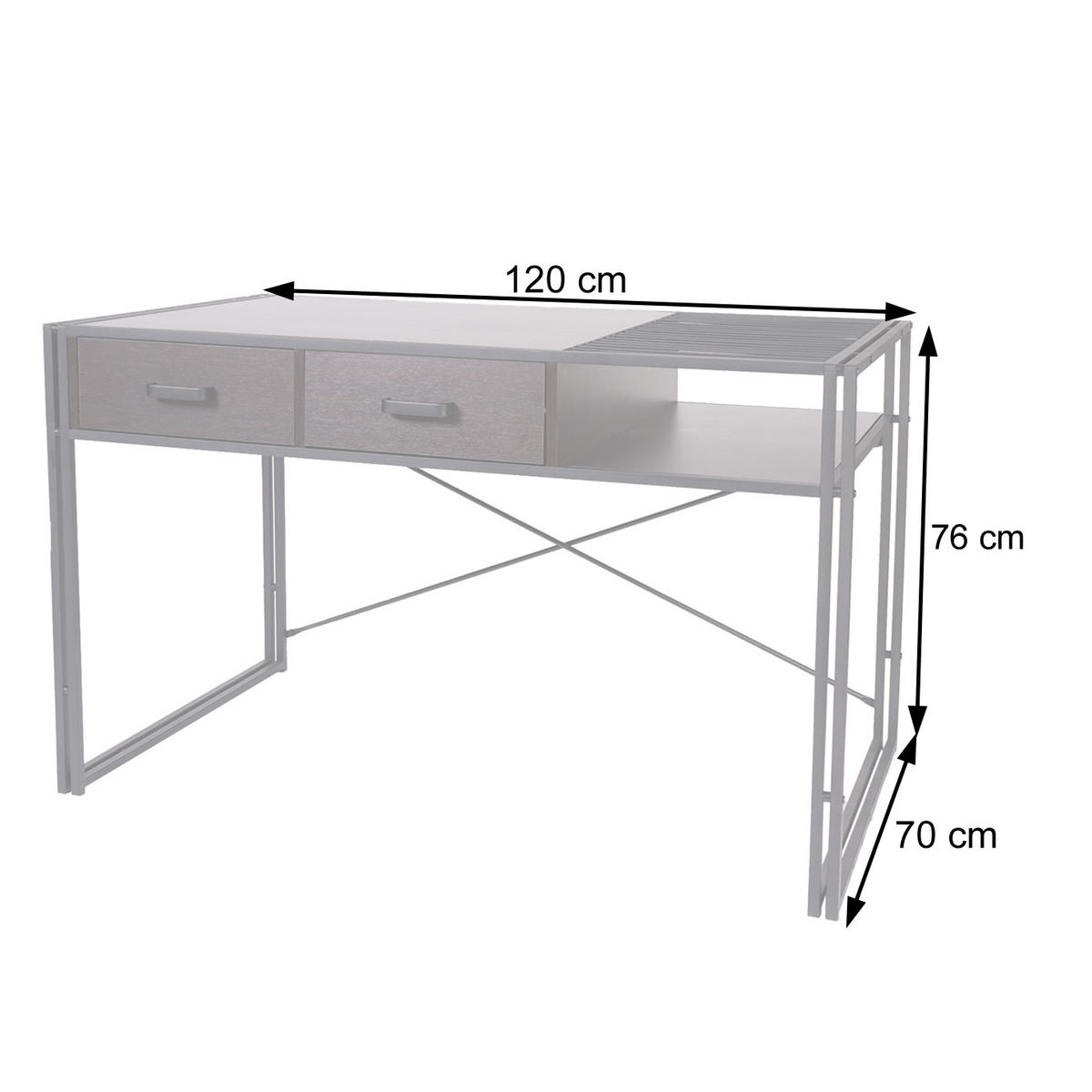 SCHREIBTISCH rechteckig Eiche Dekor - Eichefarben, Holzwerkstoff (76/120/73cm) - MCW
