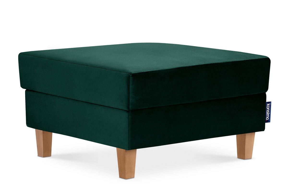 SITZHOCKER ERISO Polsterhocker aufklappbarer, Velour-Stoff, dunkelgrün - Dunkelgrün/Braun, Textil (71/43/71cm) - KONSIMO®