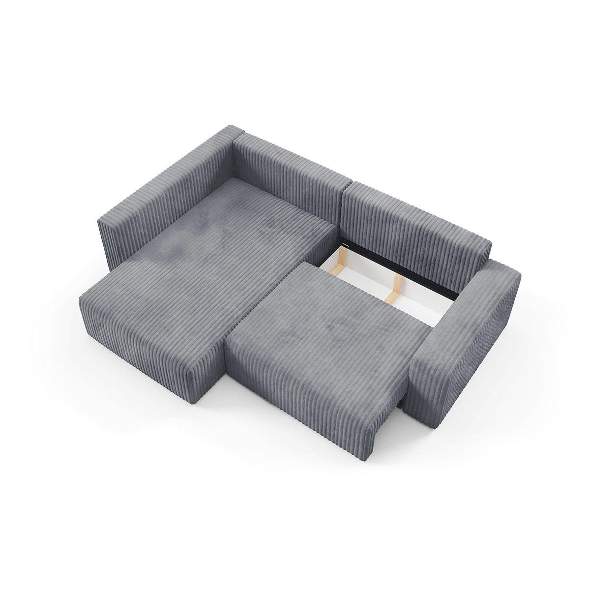ECKSOFA Angela 4 Sitzplätze Dunkelgrau - Grau, Holz (245/182cm) - Petits-meubles