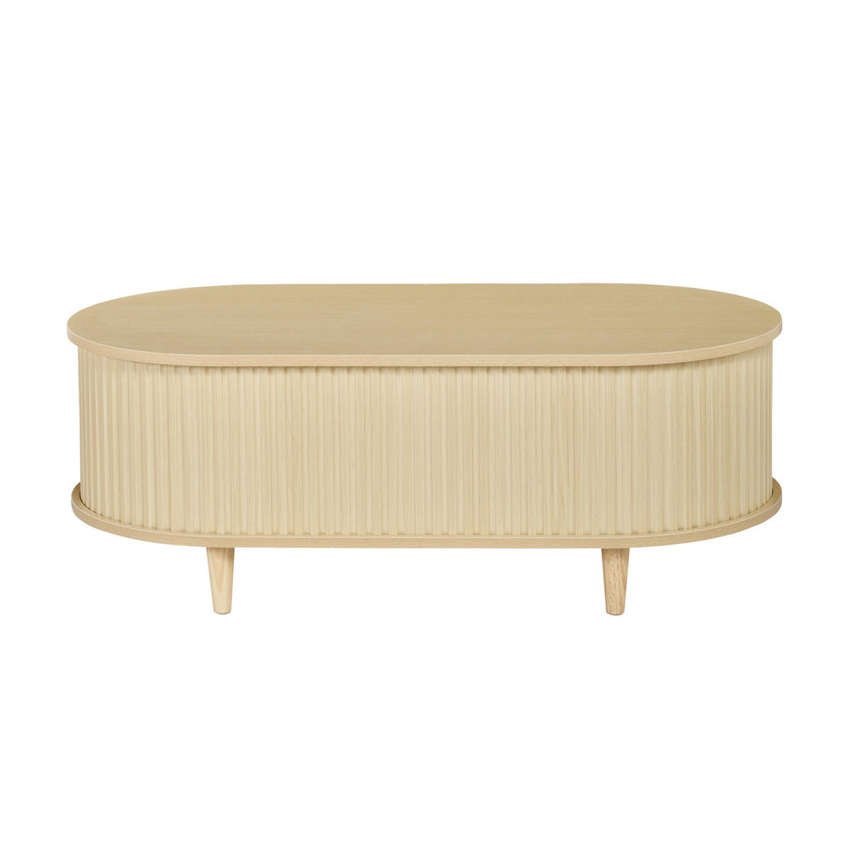 COUCHTISCH aus MDF 100x50x36 cm Eiche mit Schublade, Rolltüren und Ablage - Eichefarben, Holzwerkstoff (100/50/36cm) - IVMEU