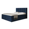 BOXBETT TOKIO mit 2 Bettkästen, 120x200, Farbe: Dunkelblau, Velourstoff, Doppelbett mit Bonell-Matratze - Dunkelblau, Holz/Kunststoff (120/200cm) - Alpi-Möbel