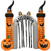 AUFBLASBARER Halloween Torbogen 3 m mit LED Geisterkürbis Gebläse für Hof Rasen - Orange, Textil (105/322/325cm) - Outsunny