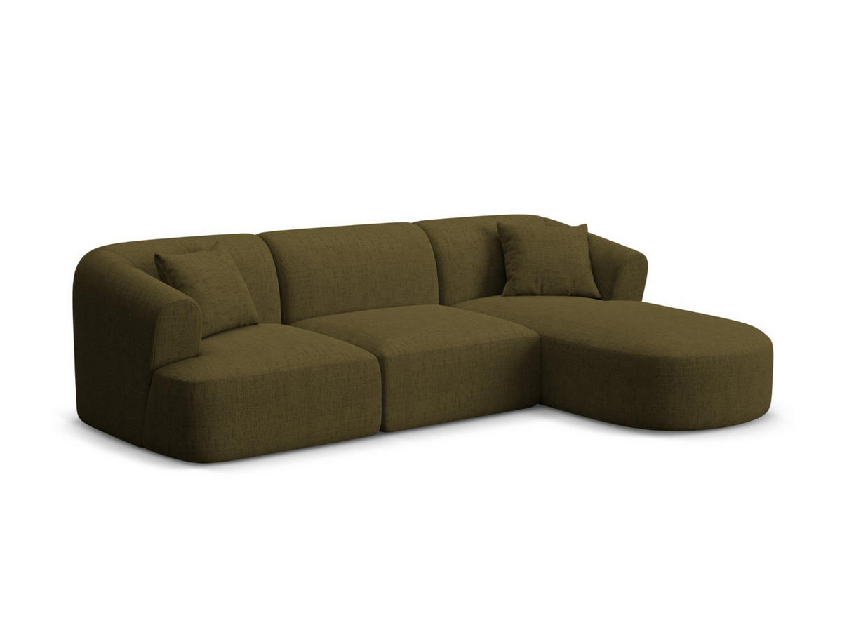 MODULARES-ECKSOFA rechts Campi aus strukturiertem Stoff grün 4 Sitzplätze - Grün, Textil (156/256cm) - Cosmopolitan Design