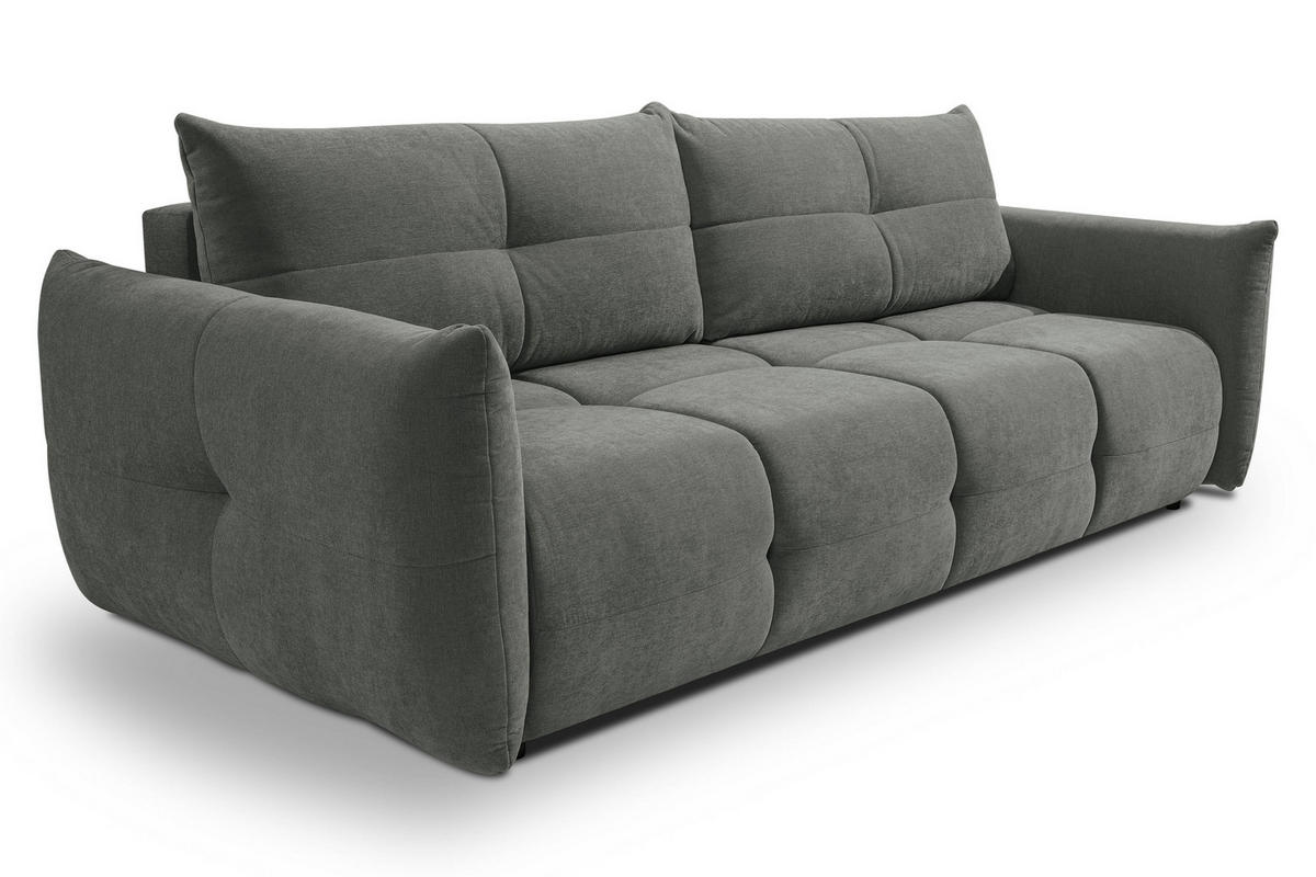 BETTSOFA MODA Grau Chenille-Stoff mit Schlaffunktion - Grau, Holz (245/86/110cm) - MASSENO