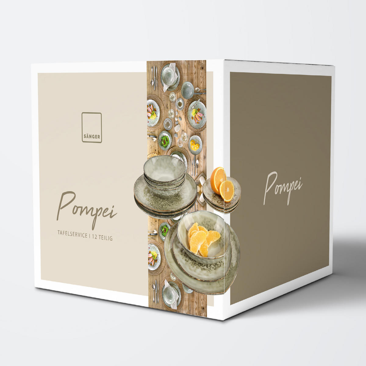 TAFELSERVICE POMPEI - 12 teilig aus Steingut - Beige, Keramik (35.4/33/36.29cm) - Sänger