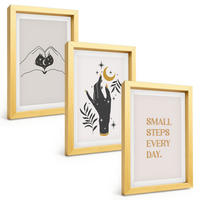 BILDER SET 3er Set - 20x30 cm Goldrahmen - Minimalistische Boho-Illustrationen - Goldfarben, Kunststoff (20/30cm) - TULUP