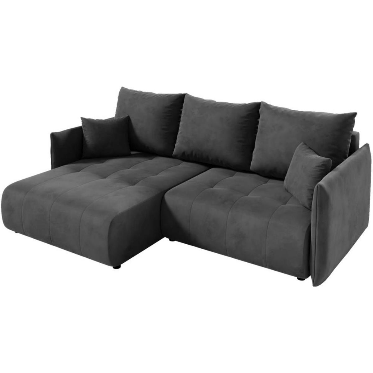 ECKSCHLAFSOFA Henry Mini dunkelgrau links - Dunkelgrau/Schwarz, Kunststoff/Textil (221/153cm) - Beautysofa