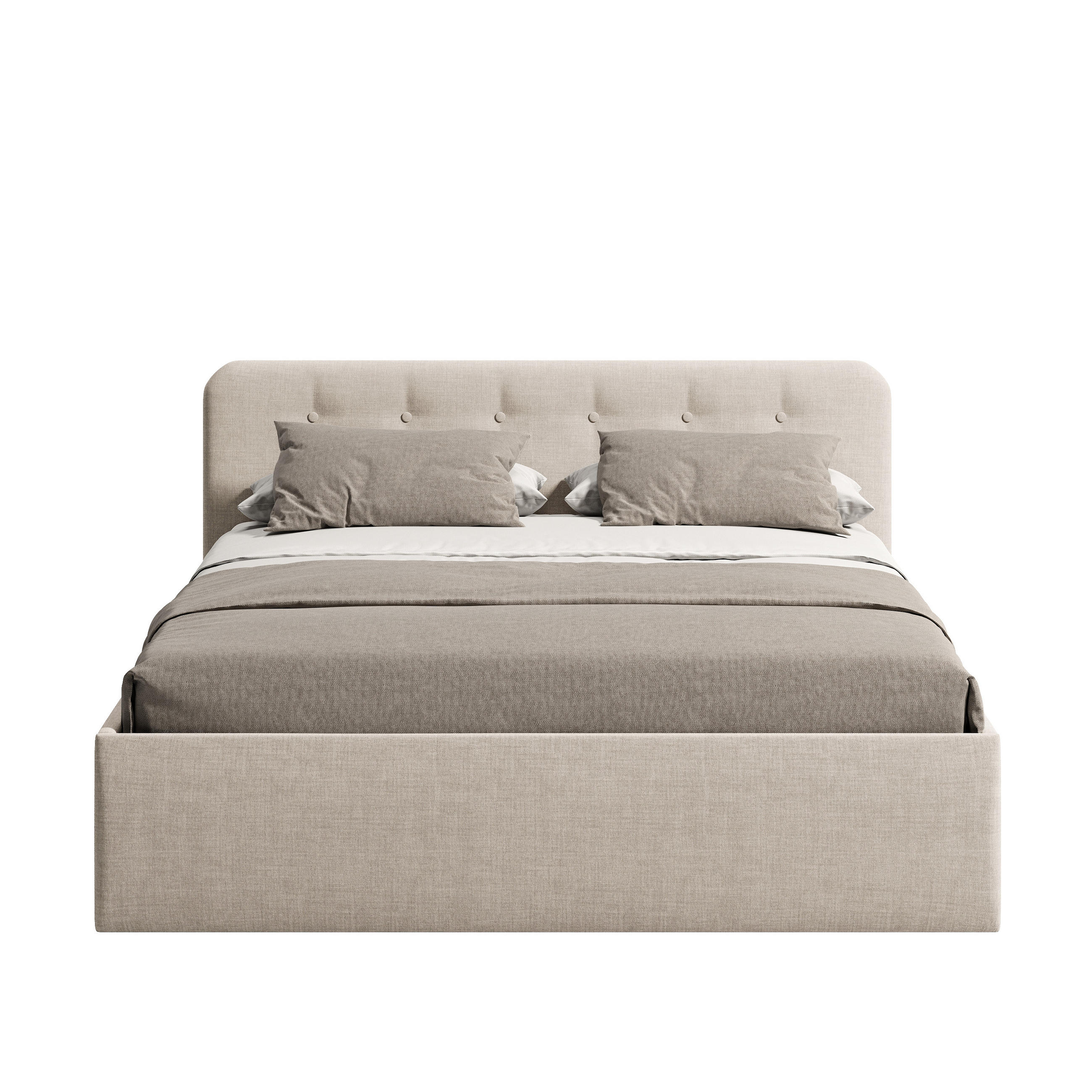 POLSTERBETT mit verstellbarem Lattenrost & Bettkasten, Kaltschaummatratze, 180 x 200 cm in Creme - Creme, Holzwerkstoff/Textil (180/200cm) - Home Collective
