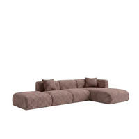 ECKSOFA L-Form mit Hocker, Chenille-Stoff Cremona, Taupe, Rechts, GRETA - Taupe, Holz (386/179cm) - Kaiser Möbel