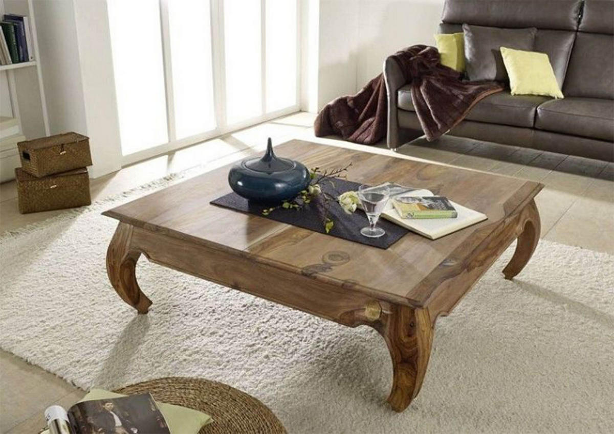 COUCHTISCH Sheesham 120x120x40 braun lackiert OPIUM #633 - Braun, Holz (120/120/41cm) - Massivmoebel24
