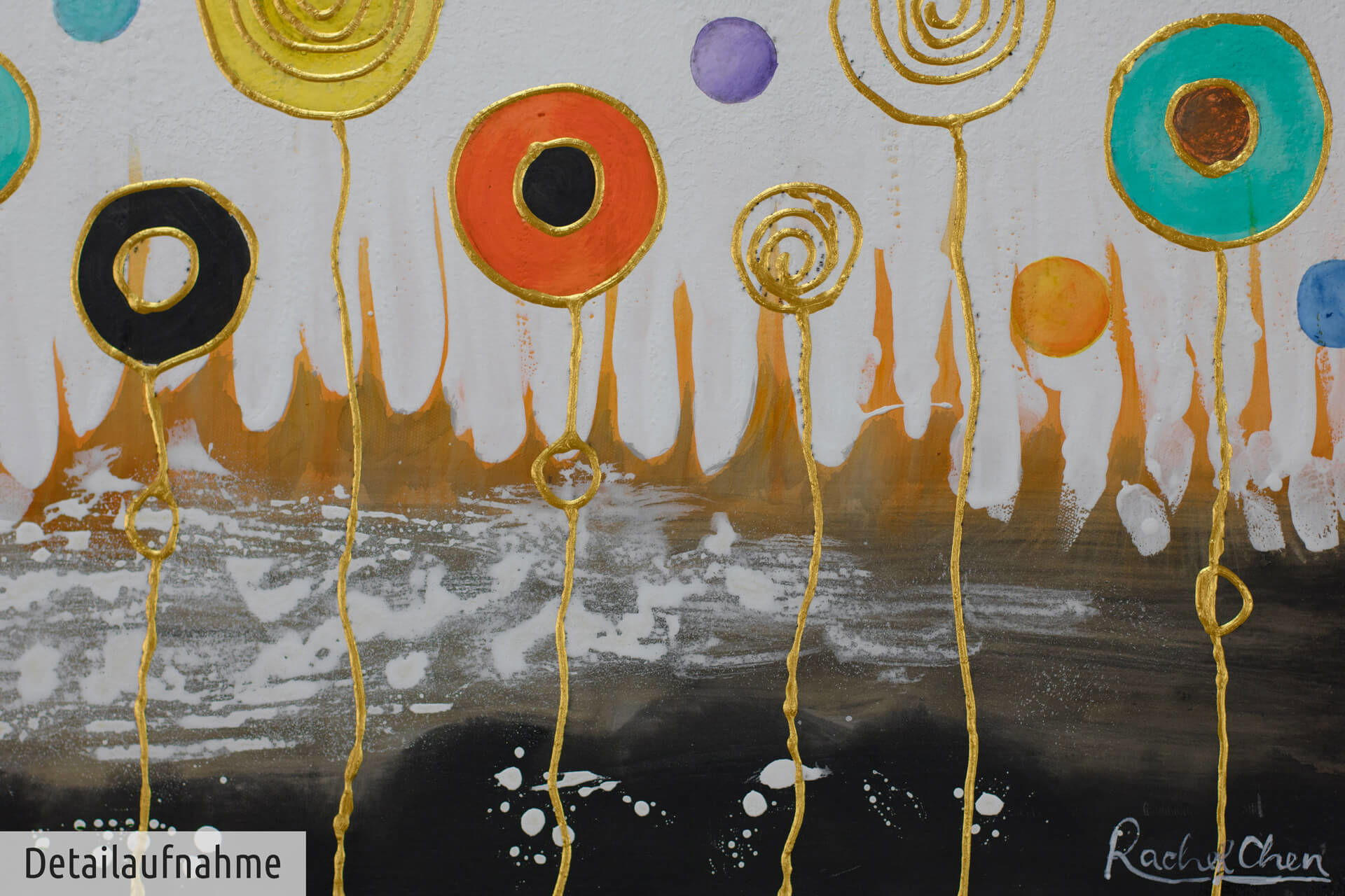ACRYLBILD HANDGEMALT 120/40 cm - Goldfarben/Multicolor, Holz/Textil (1.5/40cm) - KUNSTLOFT