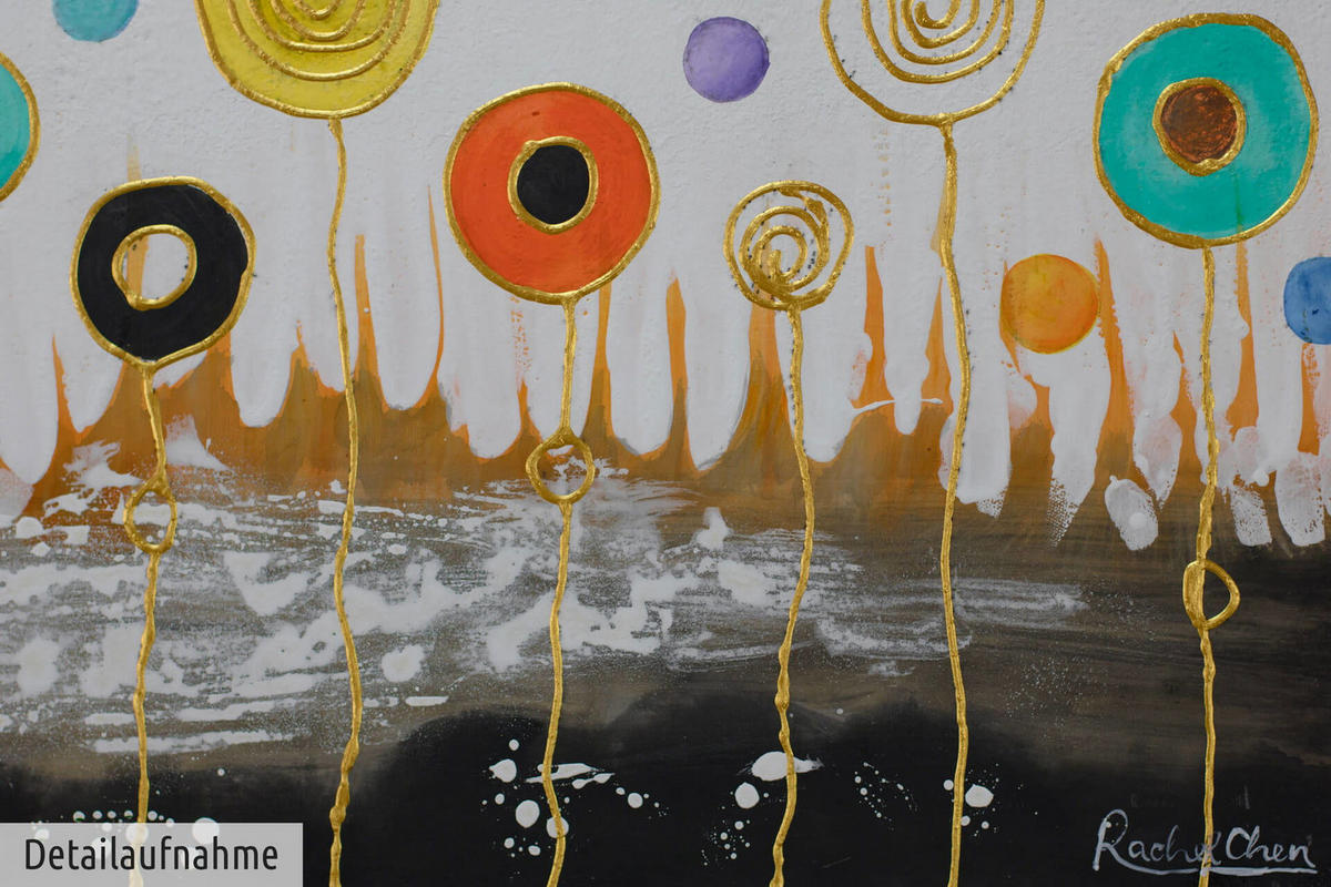 ACRYLBILD HANDGEMALT 120/40 cm - Goldfarben/Multicolor, Holz/Textil (1.5/40cm) - KUNSTLOFT