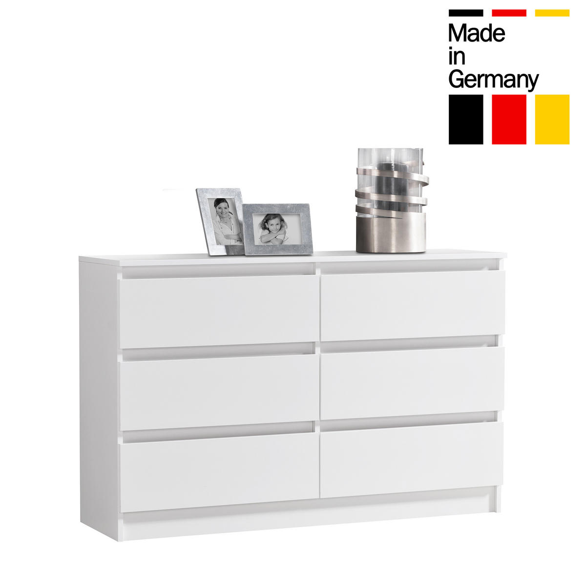 KOMMODE mit 6 Schubladen 120cm breit in weiß - Weiß, Holz (35/77.5/120cm) - Home Collective