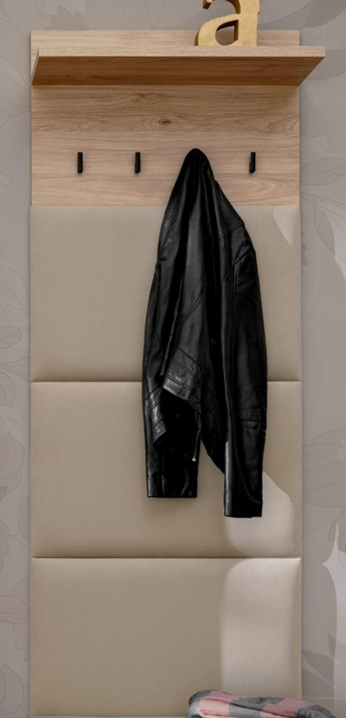 GARDEROBENPANEEL Eiche Jackson 60 cm, Wandgarderobe gepolstert - Eichefarben, Holzwerkstoff (60/156/28cm) - Furn.Design