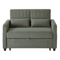 SOFABETT Baumwoll-Leinen mit ausziehbarer Schlaffunktion Olivgrün 114/77/82,5 cm - Olivgrün, Textil (77/82.5/114cm) - Redom