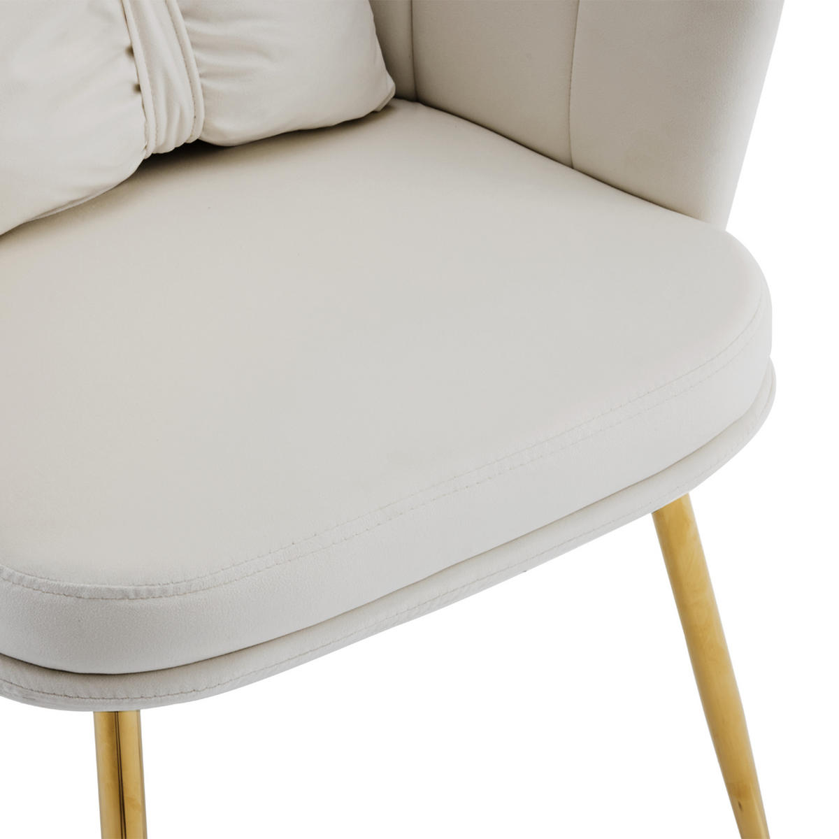 ARMLEHNSTUHL-SET 2 Stück, Samt Blütenblatt-Design, DE-42438, Beige - Beige, Holzwerkstoff/Metall (63/77/58cm) - ComfortXL