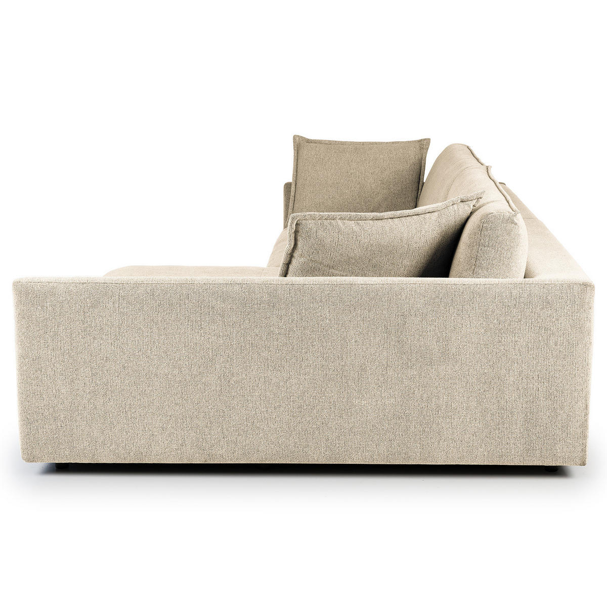 ECKSOFA mit Longchair - Creme/Schwarz, Kunststoff/Textil (290/183cm) - home24