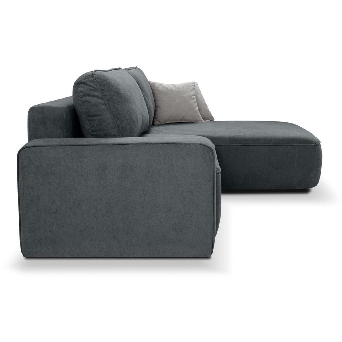 ECKSCHLAFSOFA Torre dunkelgrau velours rechts - Dunkelgrau, Textil (258/171cm) - Beautysofa