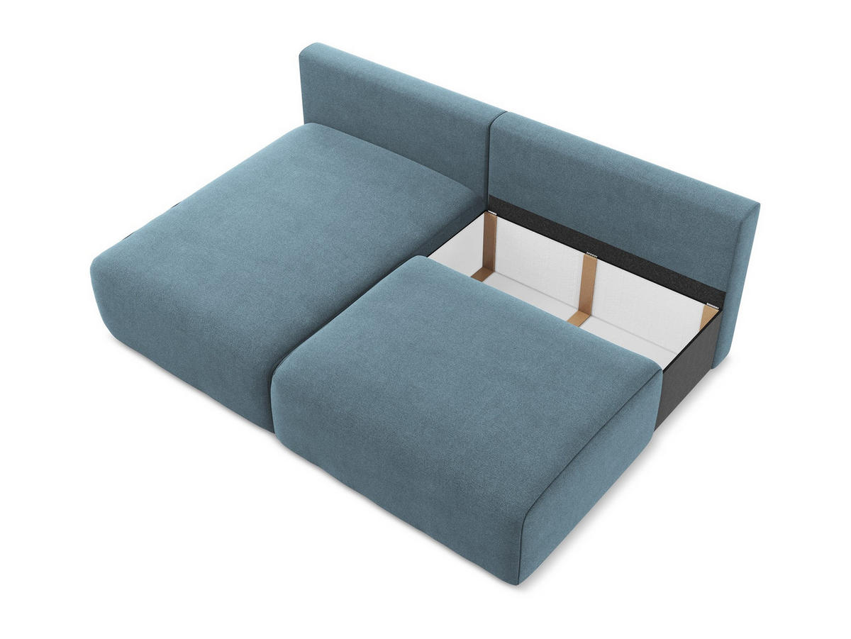 ECKSOFA mit Schlaffunktion links Strukturstoff Stoff Blau - Blau/Schwarz, Kunststoff/Textil (149/210cm) - Makamii