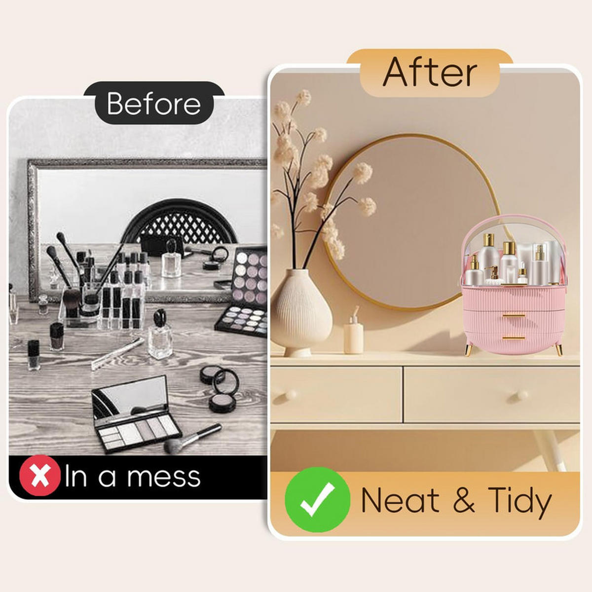 KOSMETIKORGANIZER Carl Ⅲ 26/16/38 cm - Pink, Kunststoff (16/38/26cm) - Nettlife