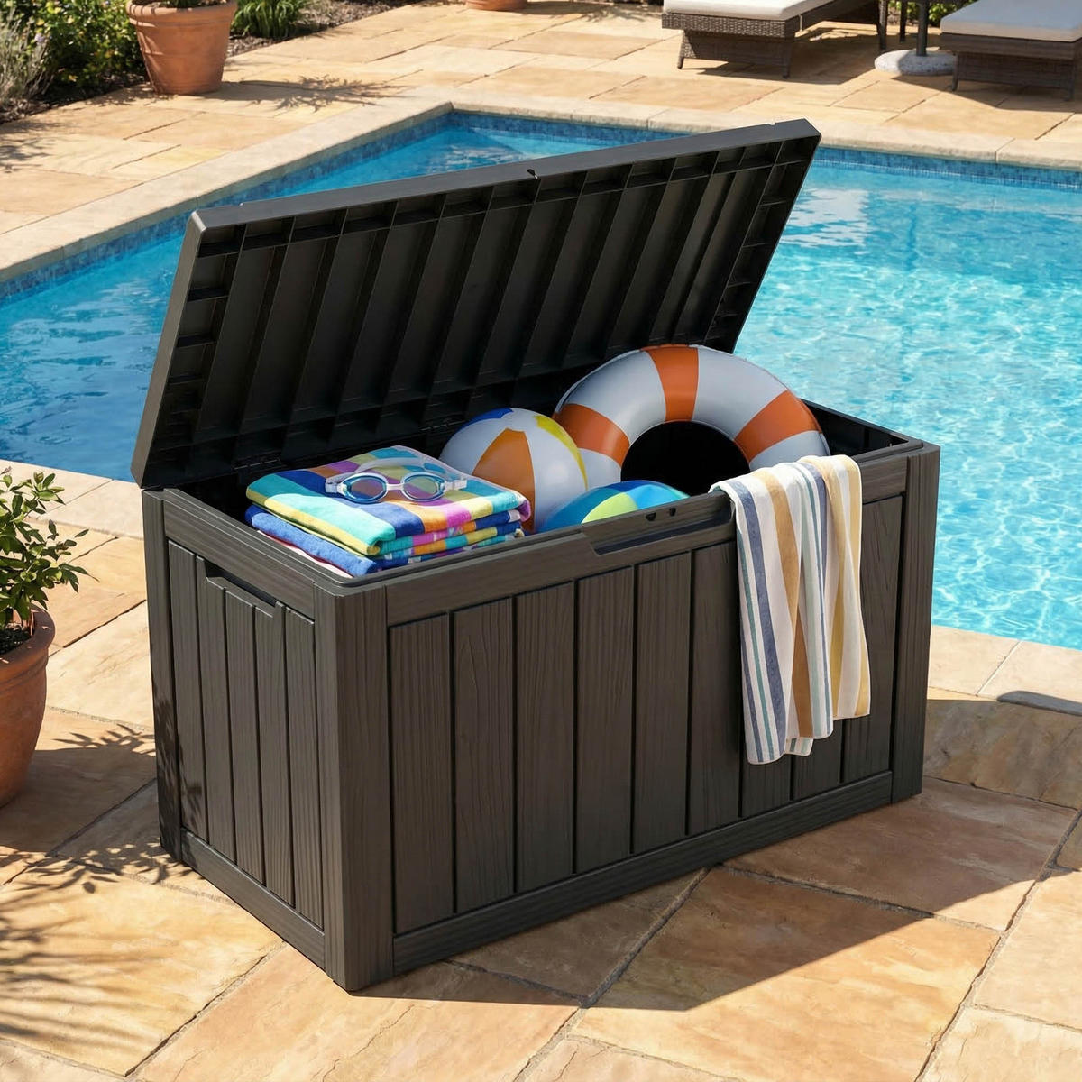 GARTENBOX 170L Schwarz - Schwarz, Kunststoff (77.5/55.5/43cm) - Akord