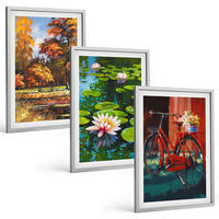 BILDER SET 3er Set - 40x60 cm Silberner Rahmen - Herbstfarbene Lilienterrasse - Silberfarben, Kunststoff (40/60cm) - TULUP